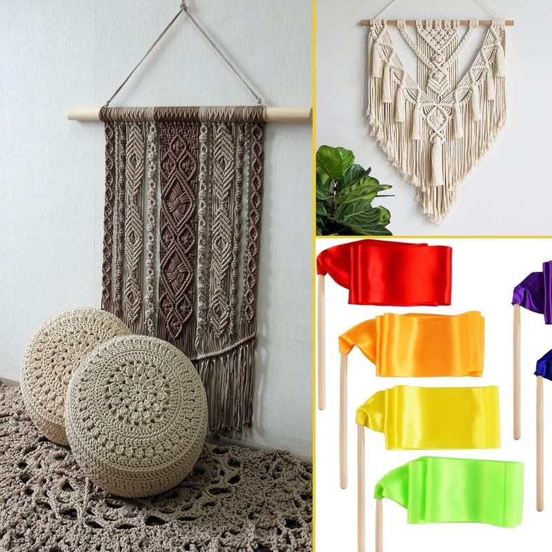Coowayze Wooden Dowel Rods Wood Dowels for Crafts, 6 PCS 1 x 15 Round Wooden Sticks for Crafts, Thick Macrame Dowels, Unfinished Hard Wood Sticks for Crafting, Arts and DIYers, Closets and Wedding - Image 5